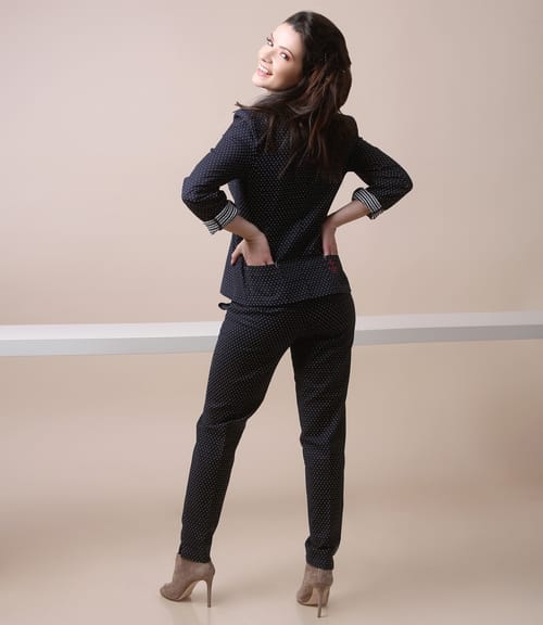 Costum office dama cu sacou si pantaloni cu picouri