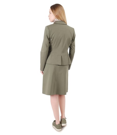 Tinuta casual cu fusta si sacou din bumbac texturat