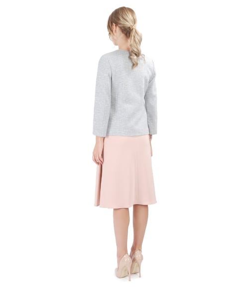 Sacou din bumbac cu fir de efect si rochie din stofa elastica