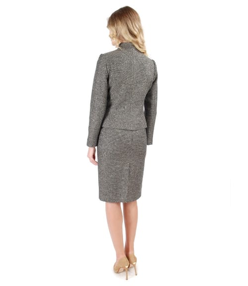 Costum office dama cu sacou si fusta din bucle cu bumbac