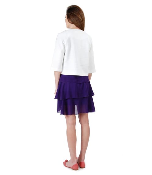 Tinuta de ocazie cu bolero si rochie din voal cu volane