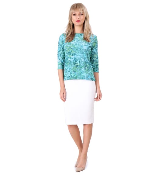 Tinuta eleganta cu fusta creion si bluza din jerse