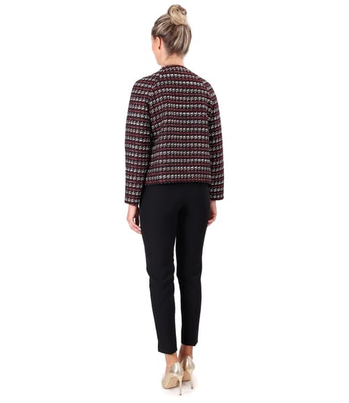 Sacou din bucle multicolor cu pantaloni pana