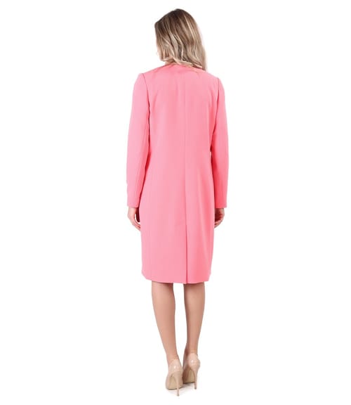 Tinuta eleganta cu jacheta lunga si fusta din stofa elastica