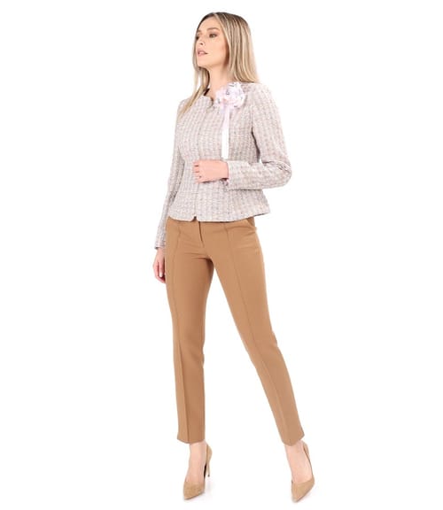 Sacou din bucle de bumbac cu pantaloni pana