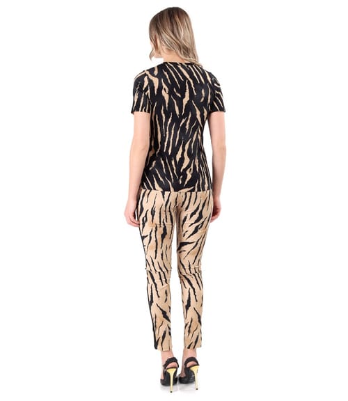 Tinuta eleganta cu bluza si pantaloni cu animal print