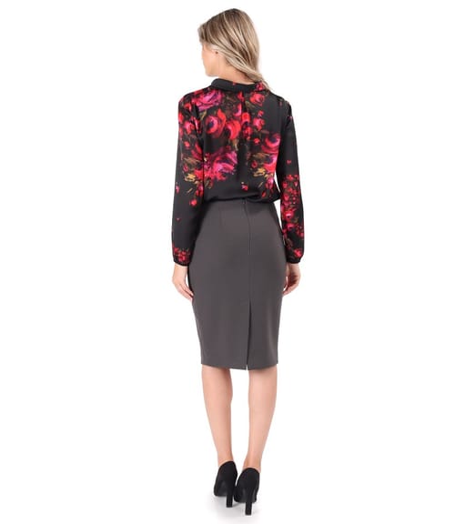 Tinuta eleganta cu bluza si fusta creion