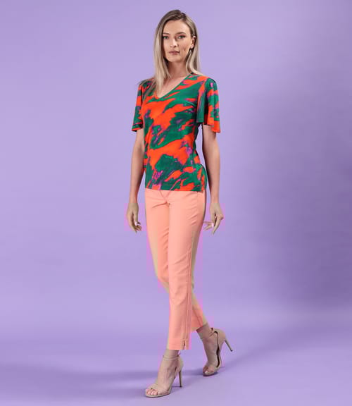 Pantaloni pana cu bluza cu maneci ample