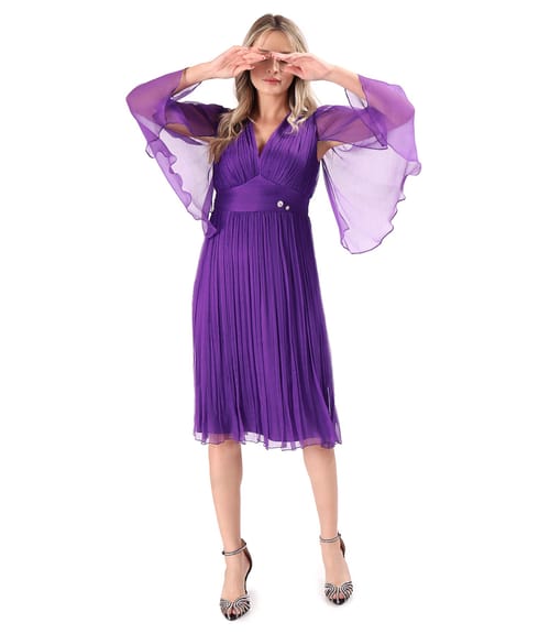 Rochie scurta de seara din voal de matase naturala