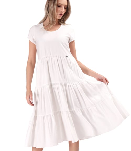 Rochie midi cu volane din viscoza usor creponata