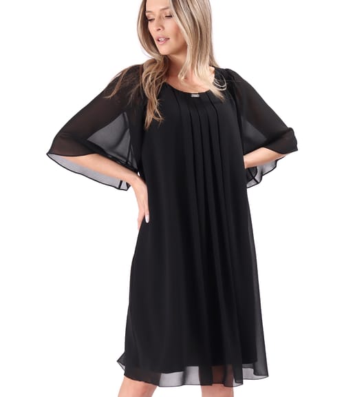 Rochie de ocazie din voal uni cu maneci evazate