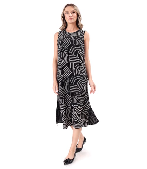 Rochie midi din viscoza brodata summer zen garden