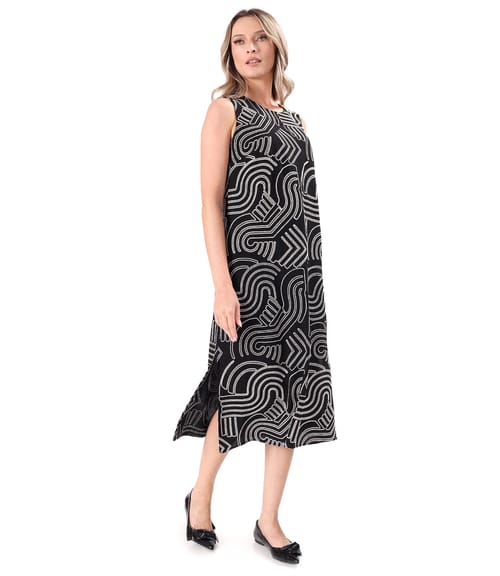 Rochie midi din viscoza brodata summer zen garden