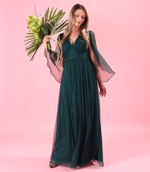 Rochie de seara lunga din voal de matase naturala