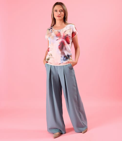 Bluza lejera cu fata din voal imprimat