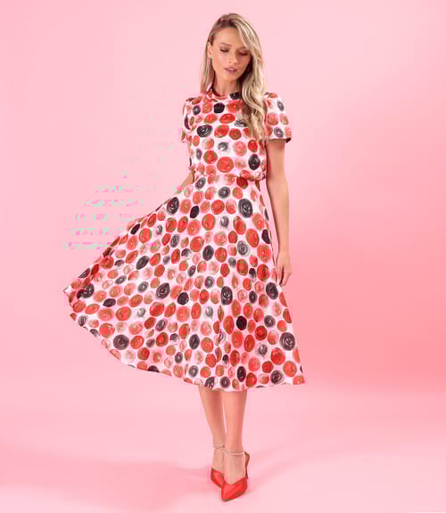 Rochie midi din bumbac cu matase naturala