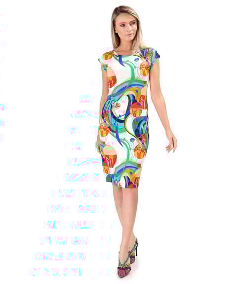 Rochie din jerse elastic imprimat
