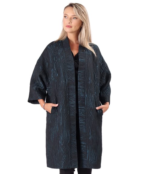 Jacheta oversize cu maneci 3/4 din brocart versatil