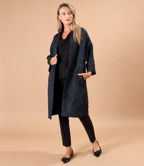Jacheta oversize din brocart versatil cu pantaloni pana