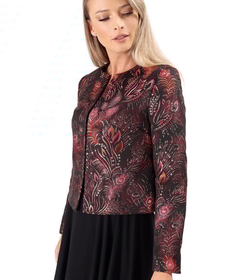 Sacou de ocazie din brocard cu fir metalic si motive florale