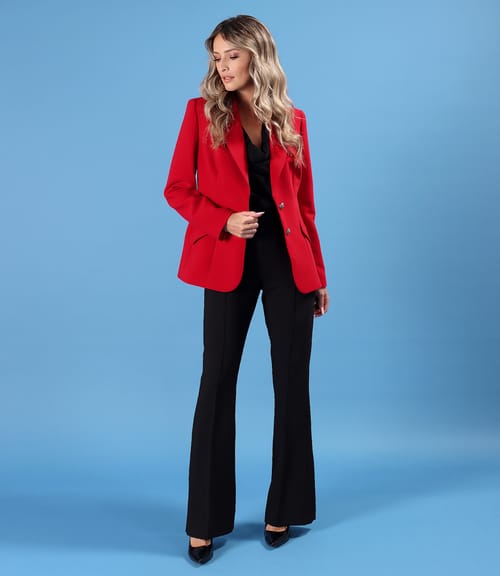 Costum dama office cu sacou si pantaloni evazati