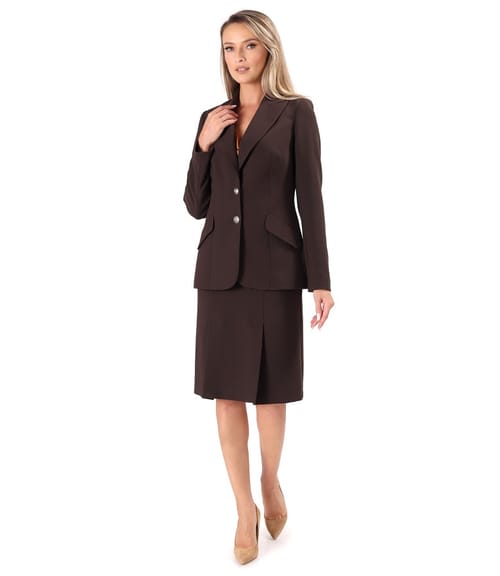 Costum dama office cu sacou si fusta evazata