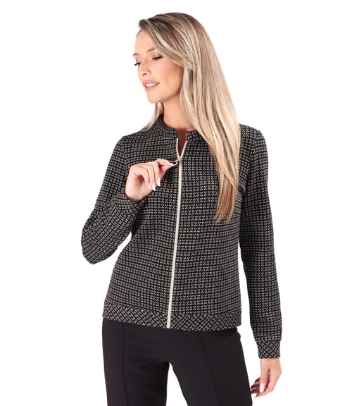 Bluza din jerse elastic gros cu fermoar pe fata
