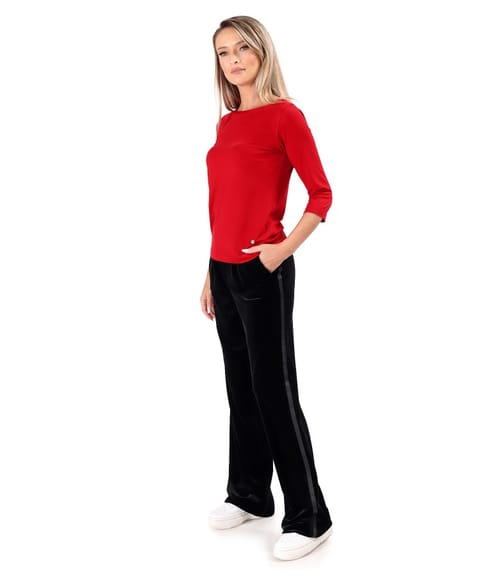Bluza din jerse elastic cu pantaloni largi din catifea