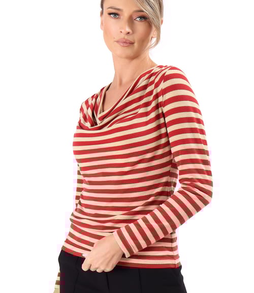 Bluza din jerse elastic cu fir metalic si cu decolteu in falduri