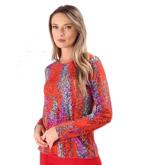 Bluza din jerse elastic cu maneci lungi