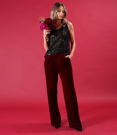 Bluza fara maneci din paiete cu garnitura de saten