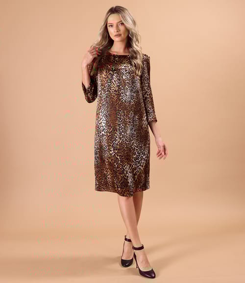Rochie lejera din matase naturala cu animal print