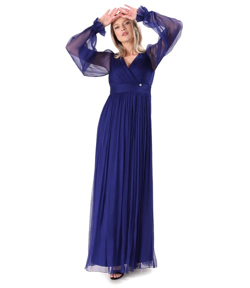 Rochie lunga din voal de matase naturala