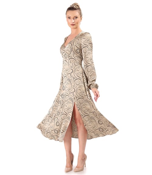 Rochie eleganta midi din viscoza satinata