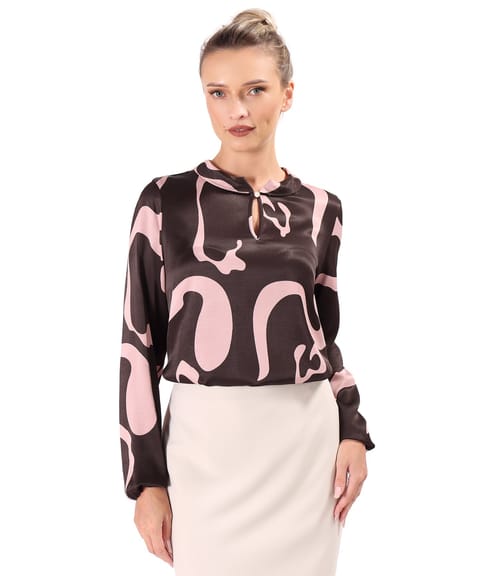 Bluza eleganta din viscoza satinata imprimata