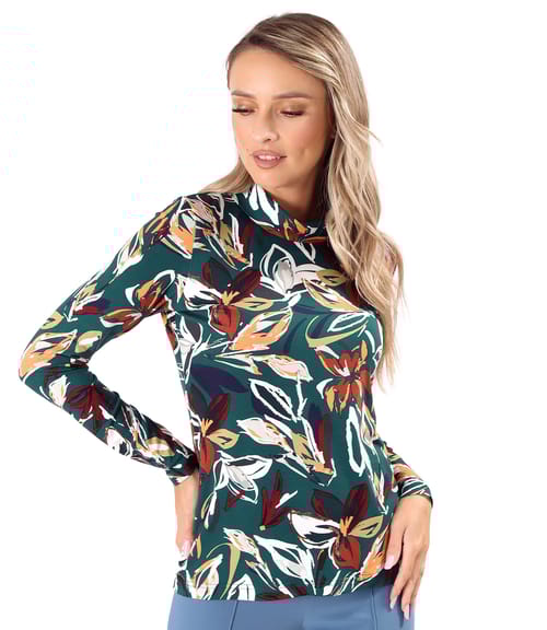 Bluza eleganta din jerse elastic imprimat cu motive florale