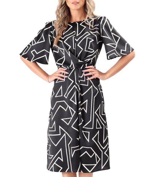 Rochie satinata cu cordon rasucit in talie