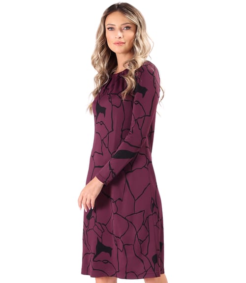 Rochie din viscoza cu falduri la decolteu