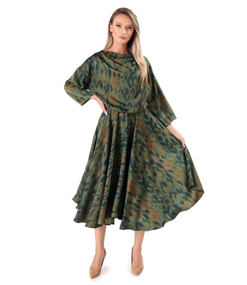 Rochie midi imprimata cu motive geometrice