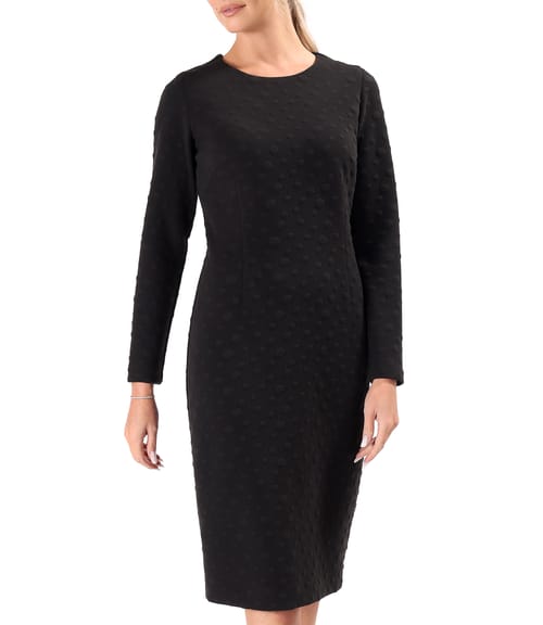 Rochie eleganta din jerse elastic gros cu buline tesute in relief