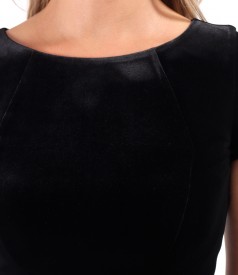 Rochie de seara scurta din catifea elastica neagra