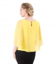 Bluza eleganta cu pelerina din voal si nasture la spate