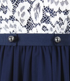 Rochie de seara cu dantela cu motive florale si perle