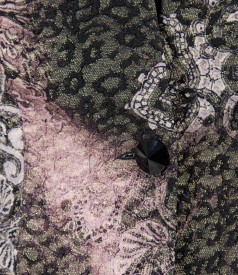 Sacou elegant din brocart elastic cu fir metalic auriu si nasture