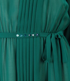 Rochie de seara din voal si aplicatie de cristale  pe cordon