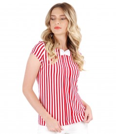 Bluza din jerse elastic imprimat cu dungi