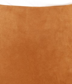 Fusta creion din stofa cu aspect catifelat