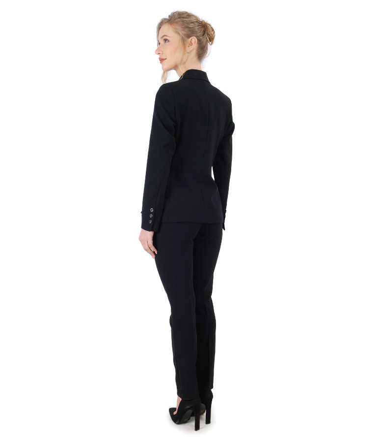 Sacou si pantaloni din stofa elastica neagra