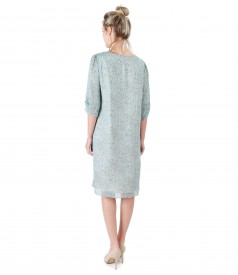 Rochie lejera din viscoza imprimata si cu aplicatie de cristale