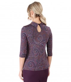 Bluza din jerse elastic cu maneci 3/4